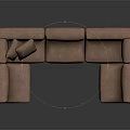 Brown Modern L Shaped Sectional Sofa With Soft Fabric Cushions And Comfortable Seats