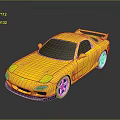 Yellow Sports Car With Sleek Design Black Windows Silver Wheels And Rear Spoiler