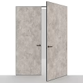 Double Swing Doors With Gray Textured Surface And Black Handles Design