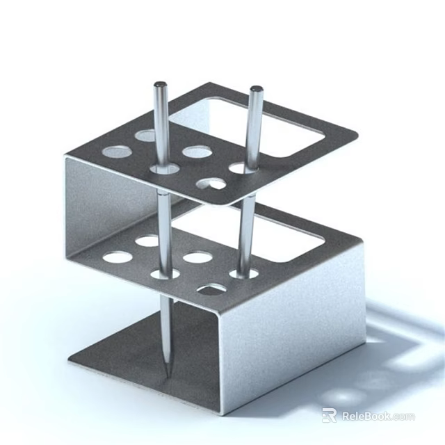 Sturdy Metal Multi Layer Cup Holder With Hole Design For Kitchen Tableware 3d model 
