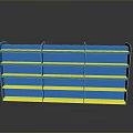Blue And Yellow Multi Tiered Open Shelf Storage Unit For Organizing Items