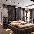Modern Living Dining Room Interior Design With Black Sofa Wooden Flooring And Decorations