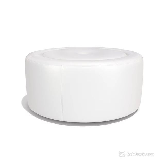White Round Modern Sofa Stool With Smooth Surface And Minimalist Design 3d model 