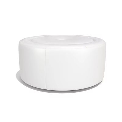 White Round Modern Sofa Stool With Smooth Surface And Minimalist Design 3d model