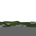Garden Ornaments Set In Lush Green Grass With Natural Stones For Landscaping