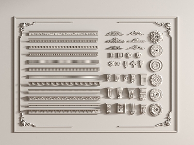 French plaster line plaster components carved 3d model