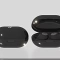 Sleek Black Wireless Earbuds Charging Case Open And Closed With Stylish Shell Design 3d model