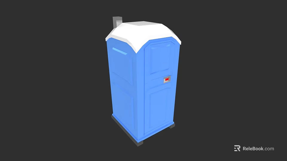 Blue And White Portable Toilet For Outdoor Use With Red Door Indicator 3d model 