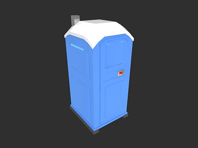Blue And White Portable Toilet For Outdoor Use With Red Door Indicator 3d model