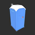 Blue And White Portable Toilet For Outdoor Use With Red Door Indicator