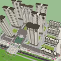 Modern High Rise Residential Complex With Multiple Apartment Buildings And Green Areas