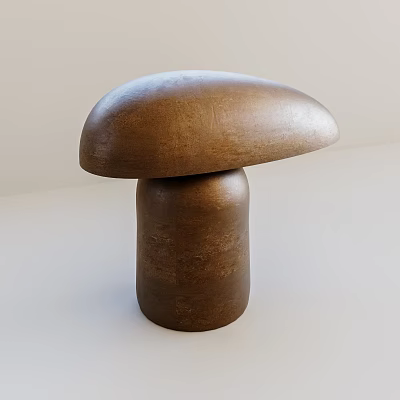 Modern Brown Mushroom Shaped Table Lamp With Wooden Texture And Simple Design 3d model