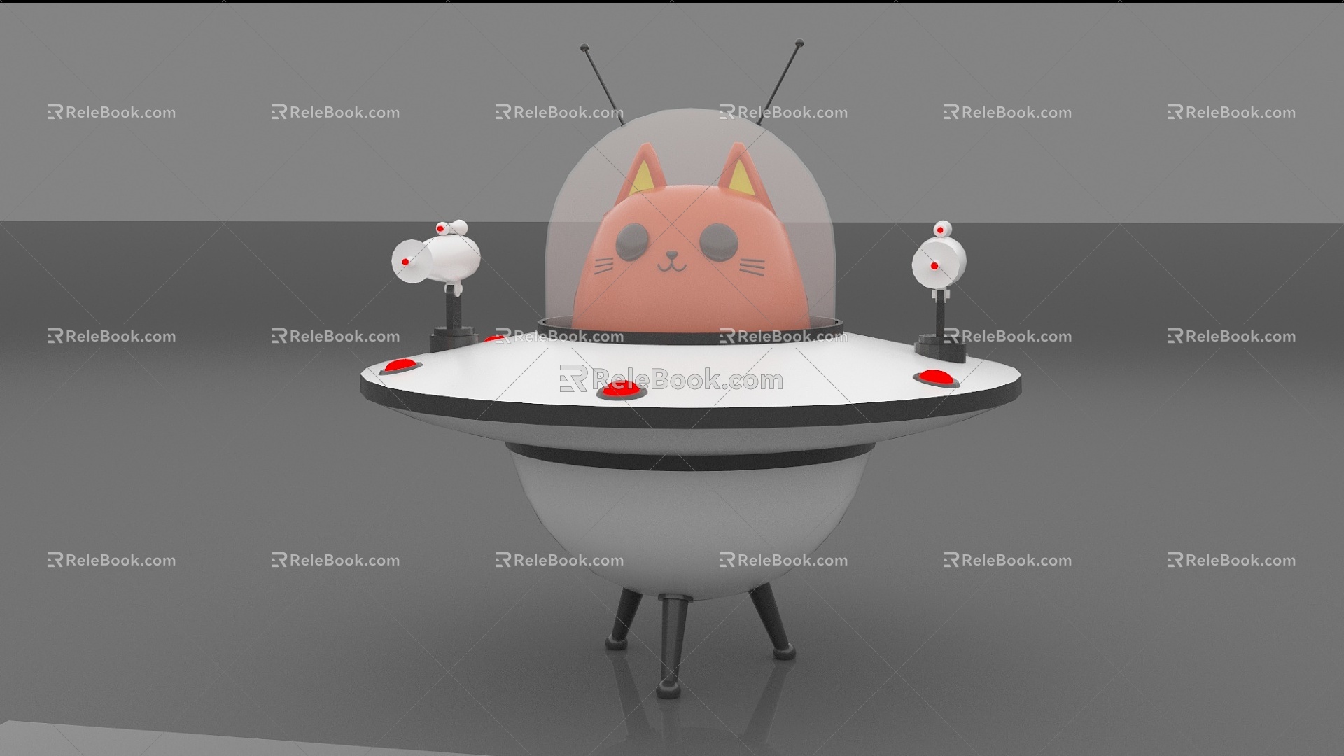 Modern Sculpture UFO Cat 3d model