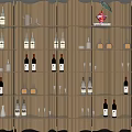 Modern Wooden Wine Cabinet With Multi tiered Shelves Illuminated Wine Bottles And Glassware