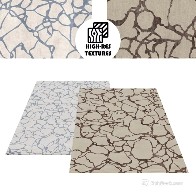 Square Rug With Cracked Texture In Light And Brown Tones For Home Decor 3d model 