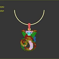 Silver Snake Design Pendant Necklace With Intricate Detailing And Shiny Finish 3d model
