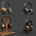 Electronic Audio Headphones With Various Designs Wooden Accents And Display Stands