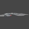Futuristic Spaceship With Sleek Metallic Design And Illuminated Lights In Starry Space