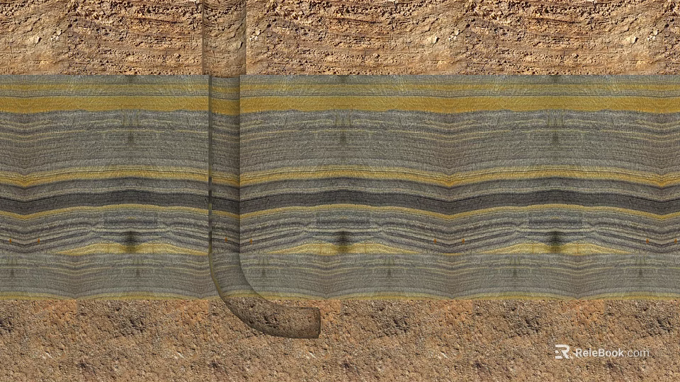 Geological Rock Layers With Curved Subsurface Structure And Stratified Formation 3d model 