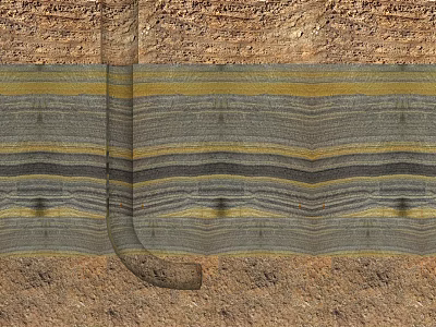 Geological Rock Layers With Curved Subsurface Structure And Stratified Formation 3d model