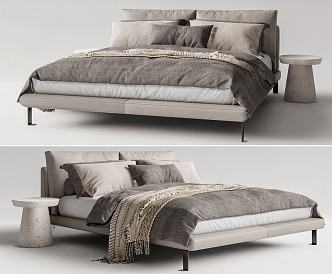 Fabric double bed 3d model