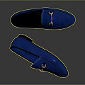 Blue Suede Loafers With Metal Buckle Slip On Design For Daily Casual Wear