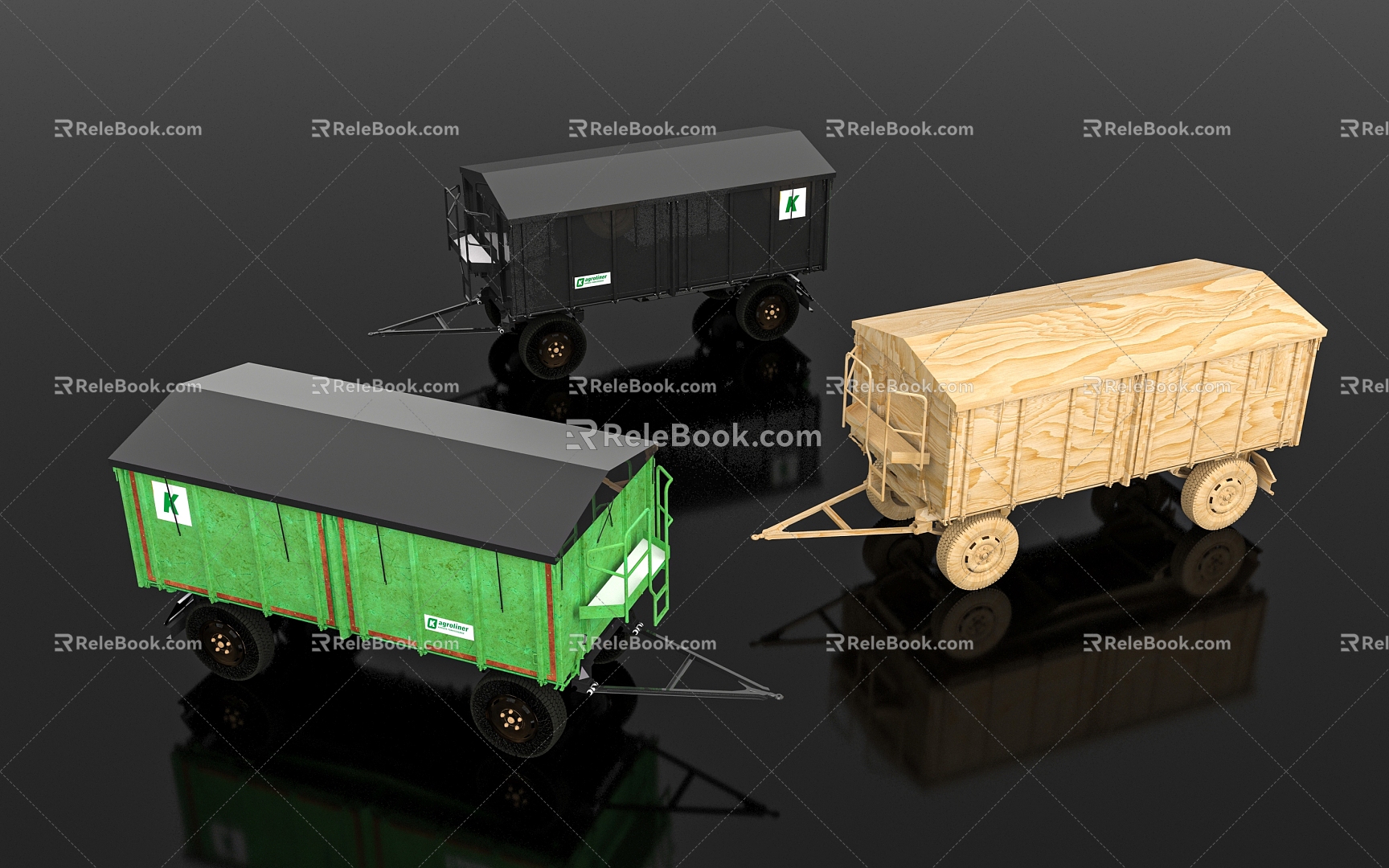 Trailer Container Truck Barn Truck American Truck Trailer Rail Transport Freight Parking Port Pastoral Game Scene Decoration 3d model