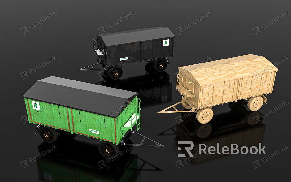 Trailer Container Truck Barn Truck American Truck Trailer Rail Transport Freight Parking Port Pastoral Game Scene Decoration model