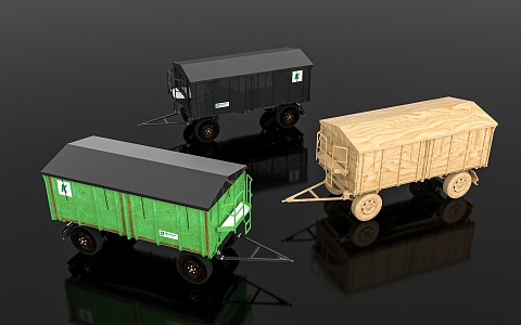 Trailer Container Truck Barn Truck American Truck Trailer Rail Transport Freight Parking Port Pastoral Game Scene Decoration 3d model