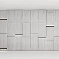 Modern Bed Accent Wall With Geometric Panels And Lighting 3d model
