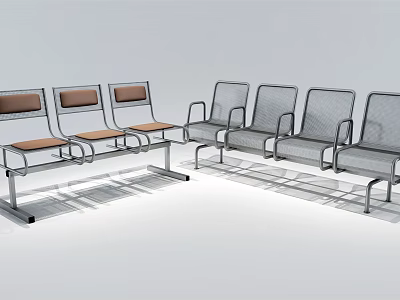 Modern Public Chairs With Metal Frames Brown Seats And Mesh Backs For Public Areas 3d model