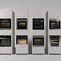 Sleek Modern Built In Kitchen Appliances Featuring Multiple Double Ovens 3d model
