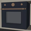 Stylish Dark Gray Built In Oven With Gold Accents In Kitchen Cabinet