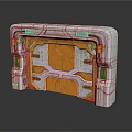 Futuristic Sci-Fi Hatch Panel Structure With White Orange Geometric Lines And Control Buttons