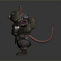 Anthropomorphic Rat 3D Character Model With Large Ears Tactical Vest And Glowing Goggles