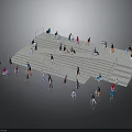 Urban Outdoor Stepped Platform With People Sitting Standing And Gathering