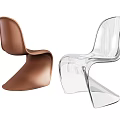 Minimalist Modern Leisure Chairs with Curved Shape Transparent Acrylic and Brown Design