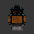 Futuristic Orange Black Seat With Backrest Blue Screens And Mechanical Base