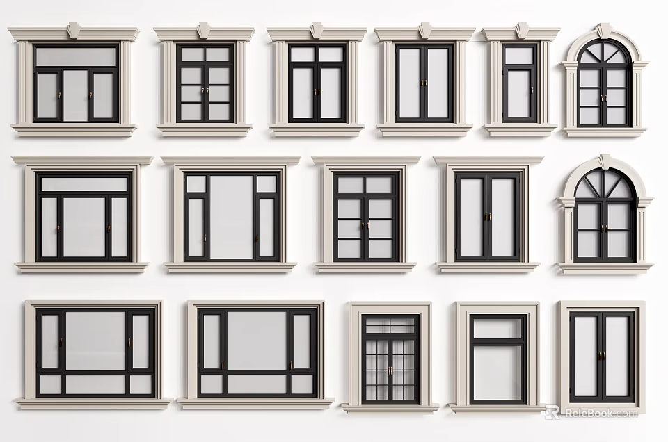 Various Casement Window Styles Featuring Different Frame Designs For Home Applications 3d model 