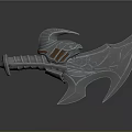 Ornate Double Bladed Battle Axe With Black Yellow Color Scheme Intricate Patterns And Metallic Handle