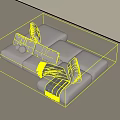Modern Light Colored Sectional Sofa Set with Cushions and Throw Blanket 3d model