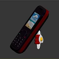 Old Feature Mobile Phone With Keypad And Scenic Screen Display Blue Sky White Cloud Beach