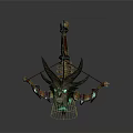 Mythical Skeleton Bow With Demonic Head And Glowing Green Accents