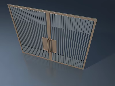 Modern Metal Swing Door Featuring Grille Design Double Panel And Handle 3d model