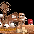 Rustic Farm Themed Photo Spot With Windmill Barn Sheep And Hay Bales