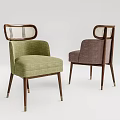 Stylish Green and Purple Accent Chairs with Wooden Frame and Woven Backrest
