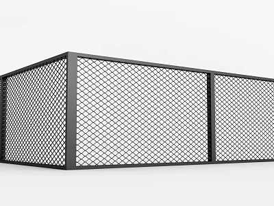 Black Metal Mesh Fence with Rectangular Frame and Grid Pattern for Outdoor Use 3d model