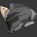 Futuristic Sci Fi Helmets With Metallic Silver And Black Armor Design Components 3d model