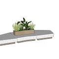 Two Rectangular Tree Planters With Green Plants On Wooden Platform 3d model