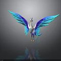 Majestic Fantasy Bird With Vibrant Blue Purple Wings And White Body